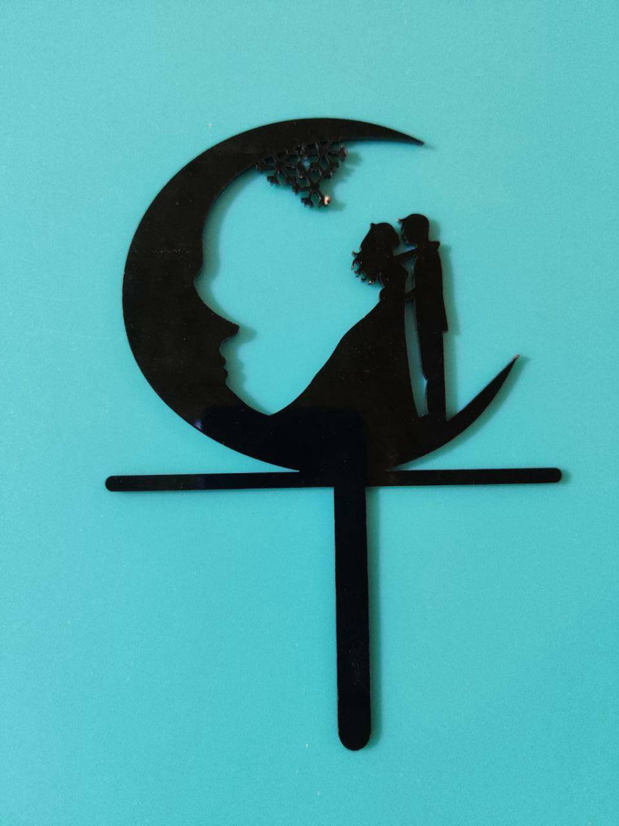 Couple Moon Acrylic Cake Topper RT00264