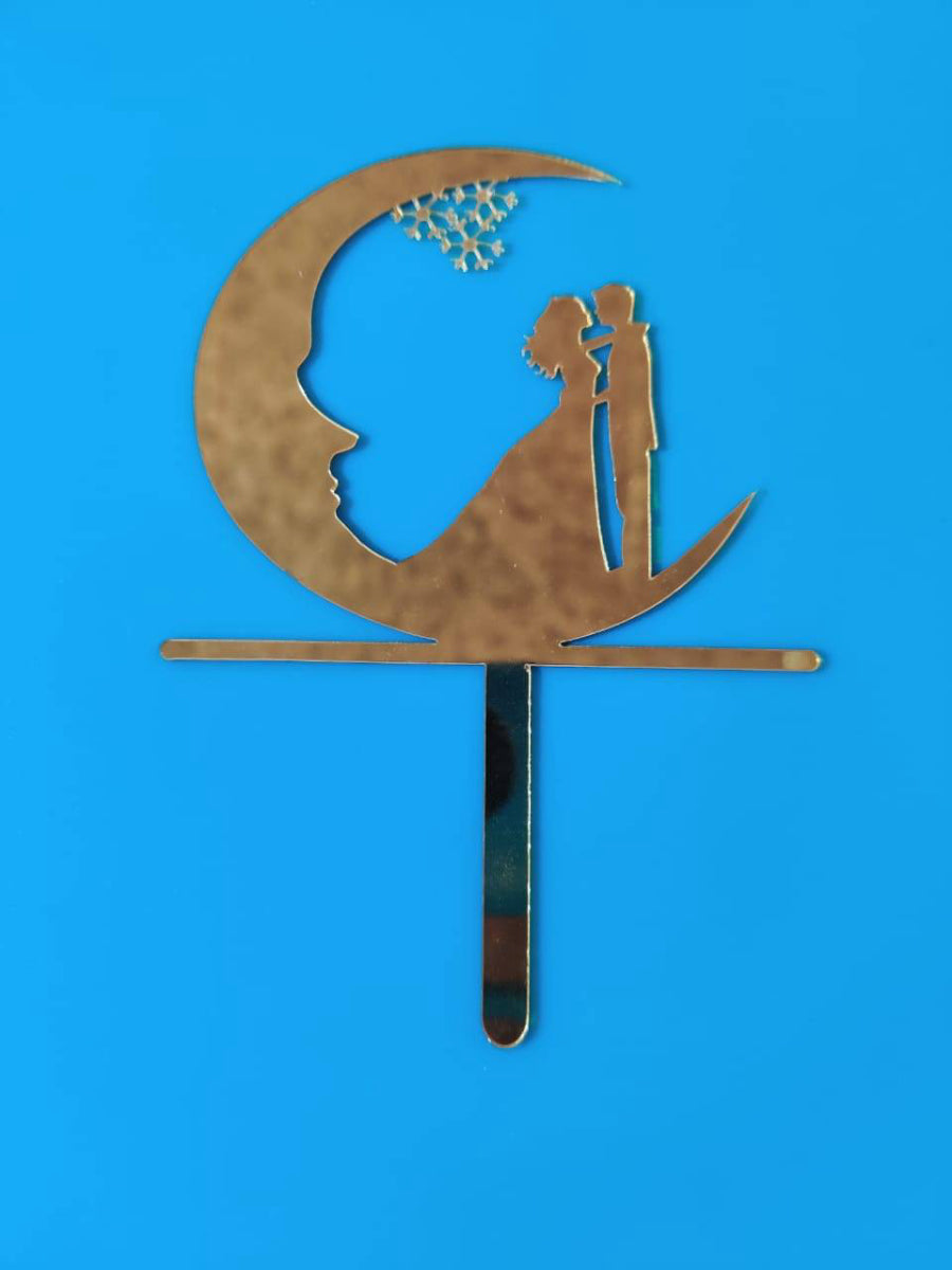 Couple Moon Acrylic Cake Topper RT00265