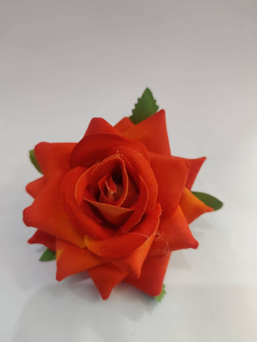 velvet orange Artificial Rose flower pack of 3