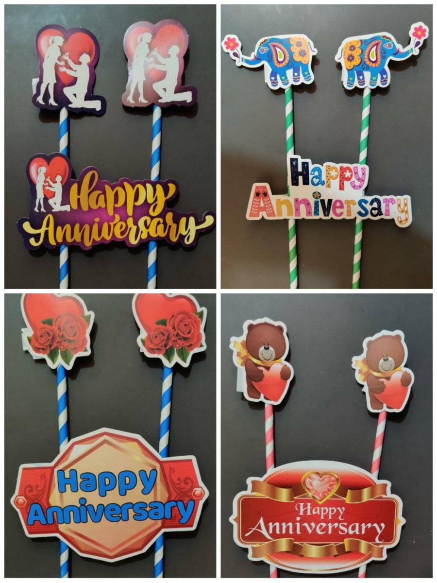 Happy aaniversary 10 inch Topper Random Design