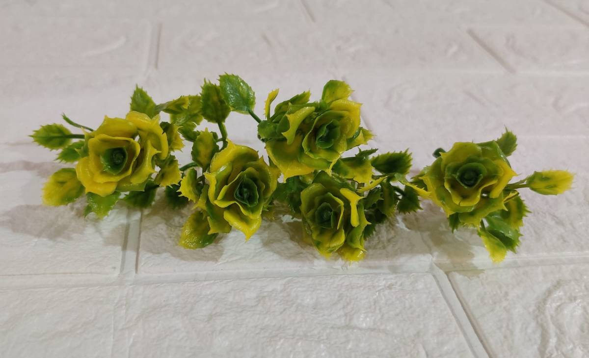 Green rose artificial flower pack of 5
