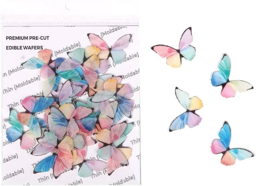 Tastycraft Pre-Cut Wafer Paper Rainbow Butterfly Small - 28 Pcs (WPC-037)
