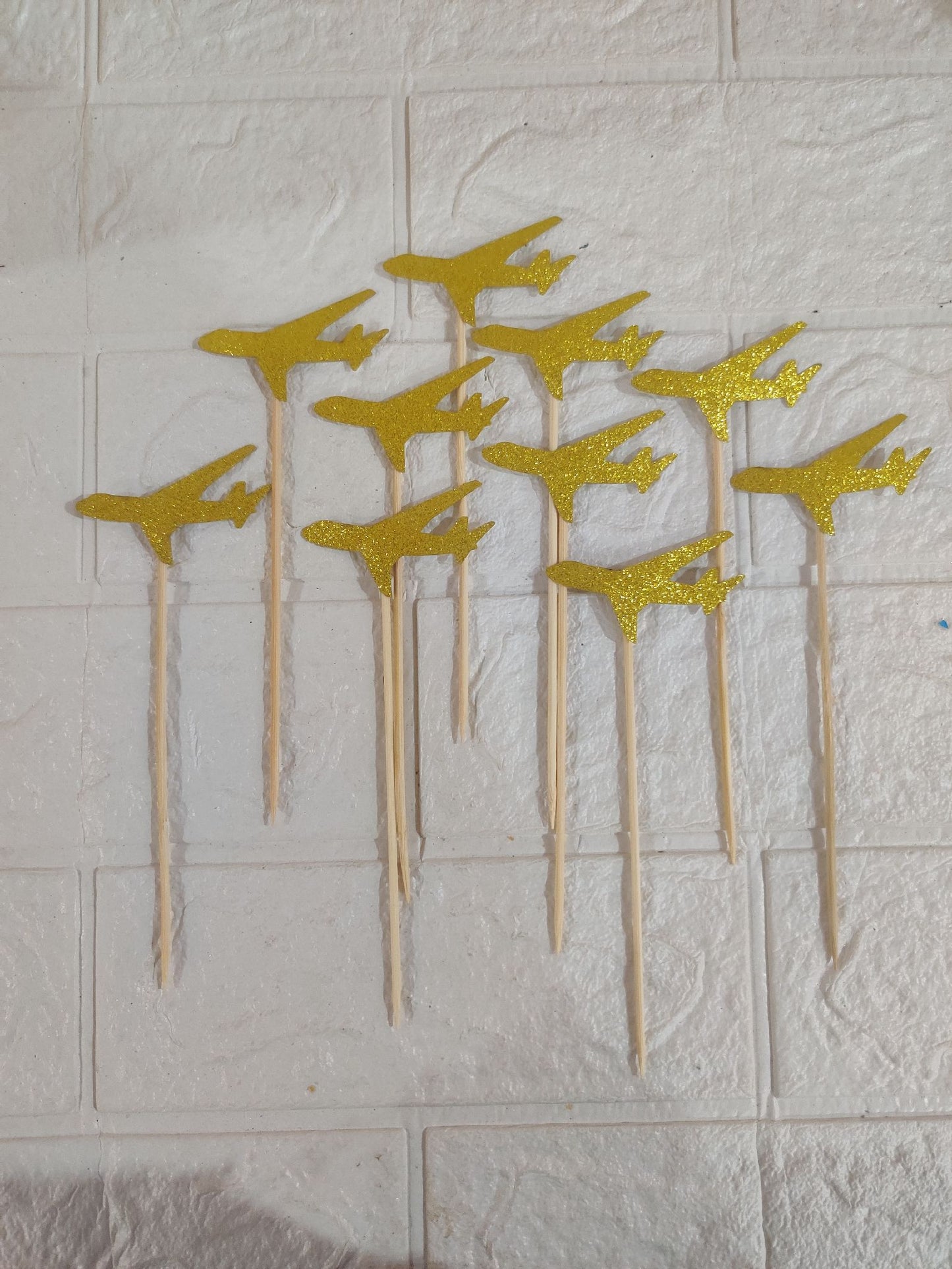 Golden Aeroplane Topper Pack of - 10 (LWA-131)