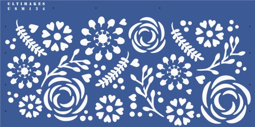 Ultimakes Premium Quality Mix Flower Design Stencil size - 12*6 ( Approx)