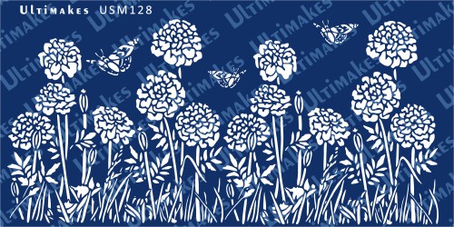 Ultimakes premium Quality Small Flowers Design Stencil size - 12*6 ( Approx)