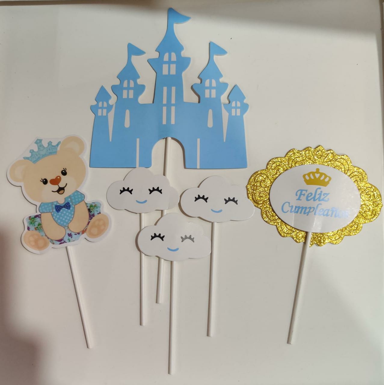 Premium Blue Castel Topper Set Of 6