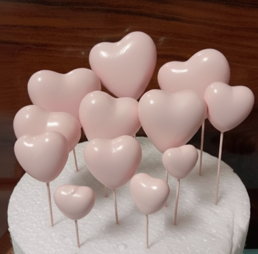 Soft pink heart shape faux ball pack of 20