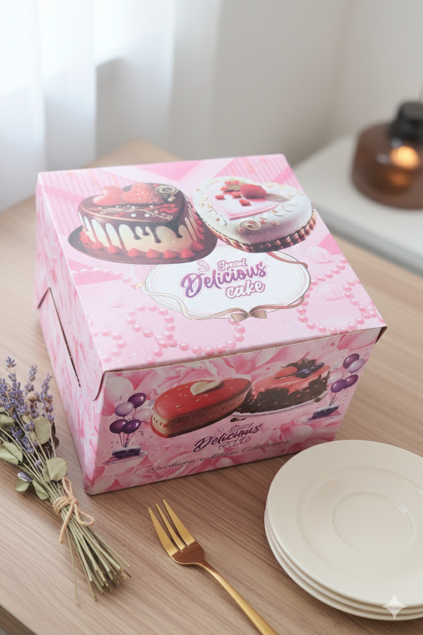 Printed Cake Box size -6x6x5 inch