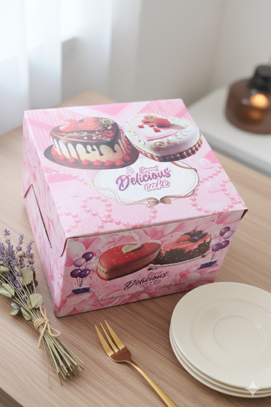 Printed Cake Box size -6x6x5 inch