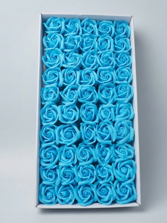 Artificial blue Scented Rose Flower Pack of 50