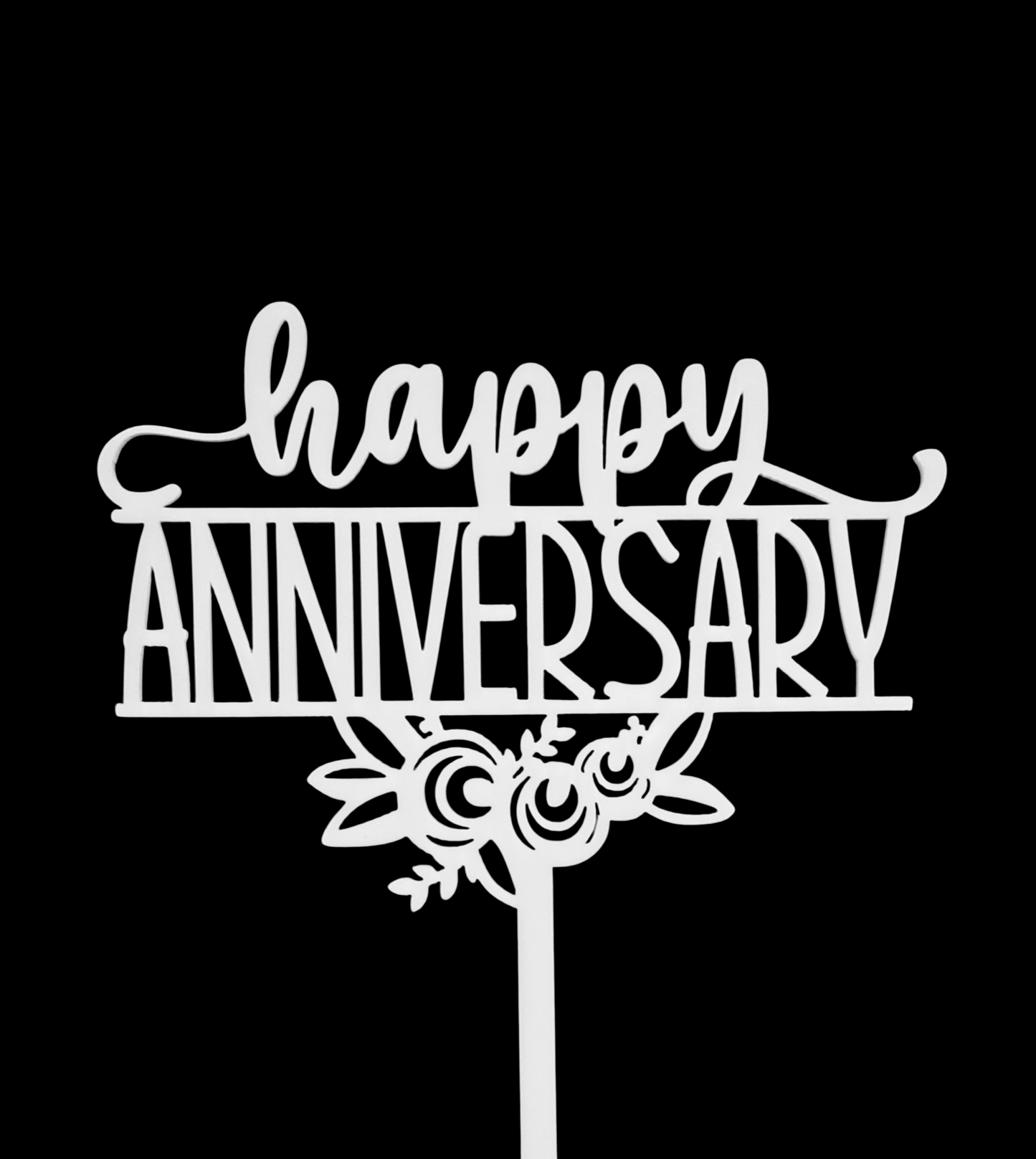 Happy Anniversary White Acrylic Topper RT00059