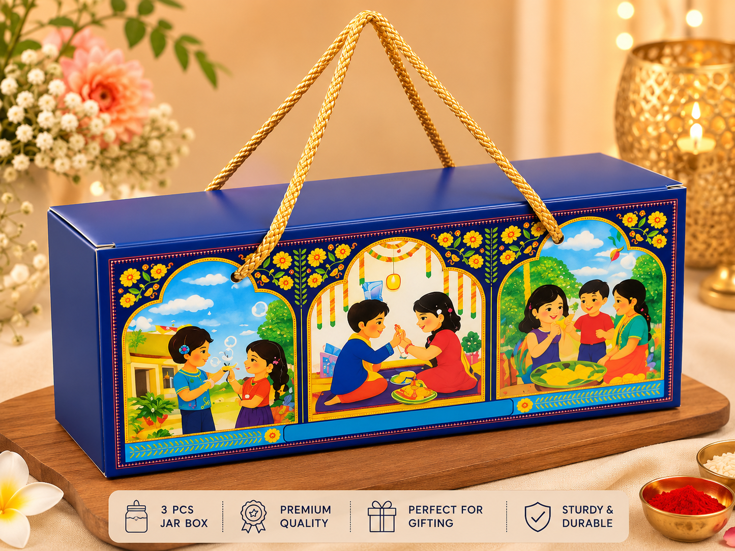 Royal Rakhi 3 pcs Jar Box