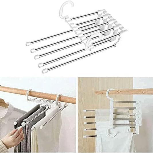 Moxstar 5 in 1 Stainless Steel Foldable Hangers for Clothes