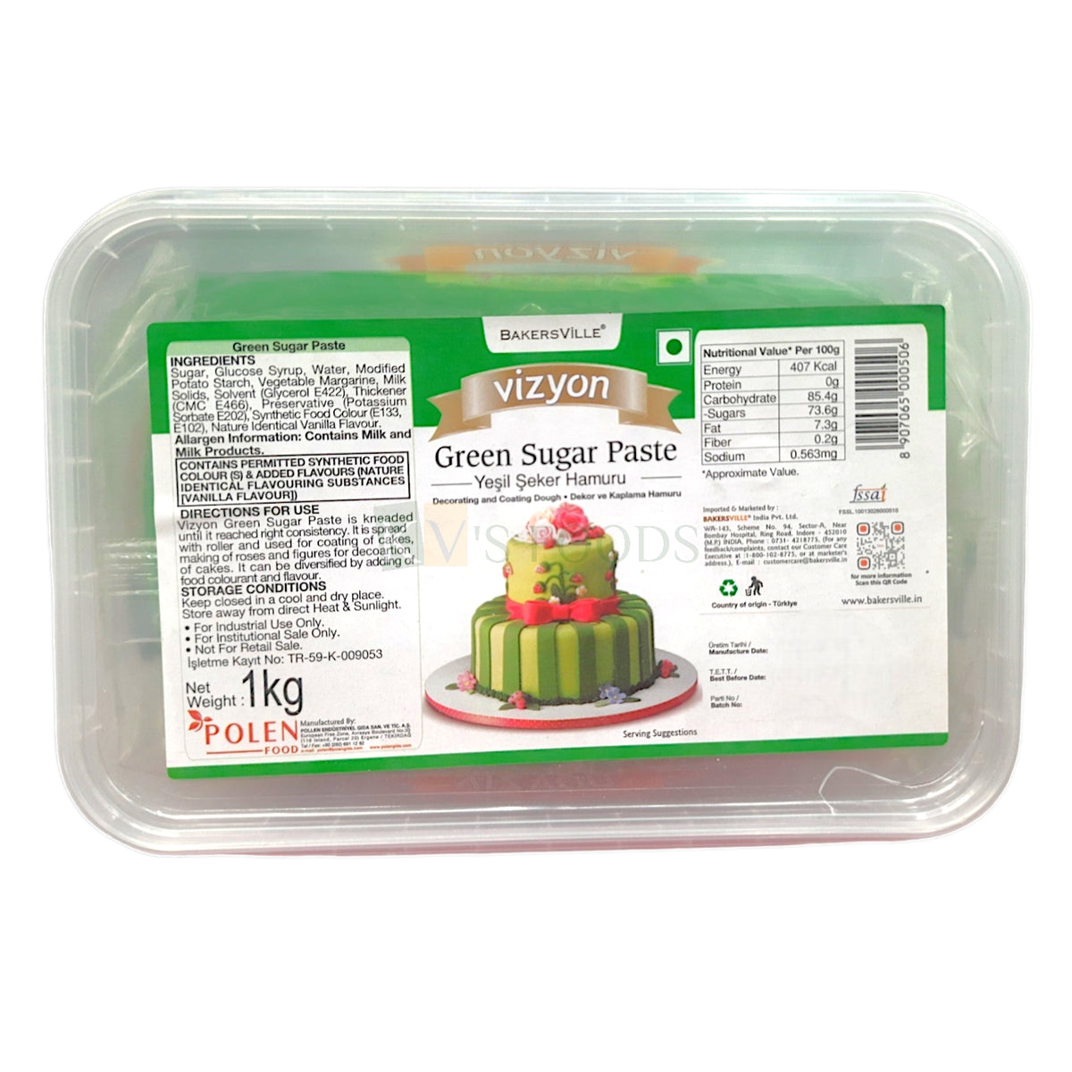 Vizyon Green Sugar Paste 1kg