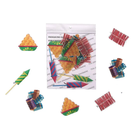 Tastycraft Diwali Edible Pre-Cut Wafer Paper Set Of 16 (WPC-055)