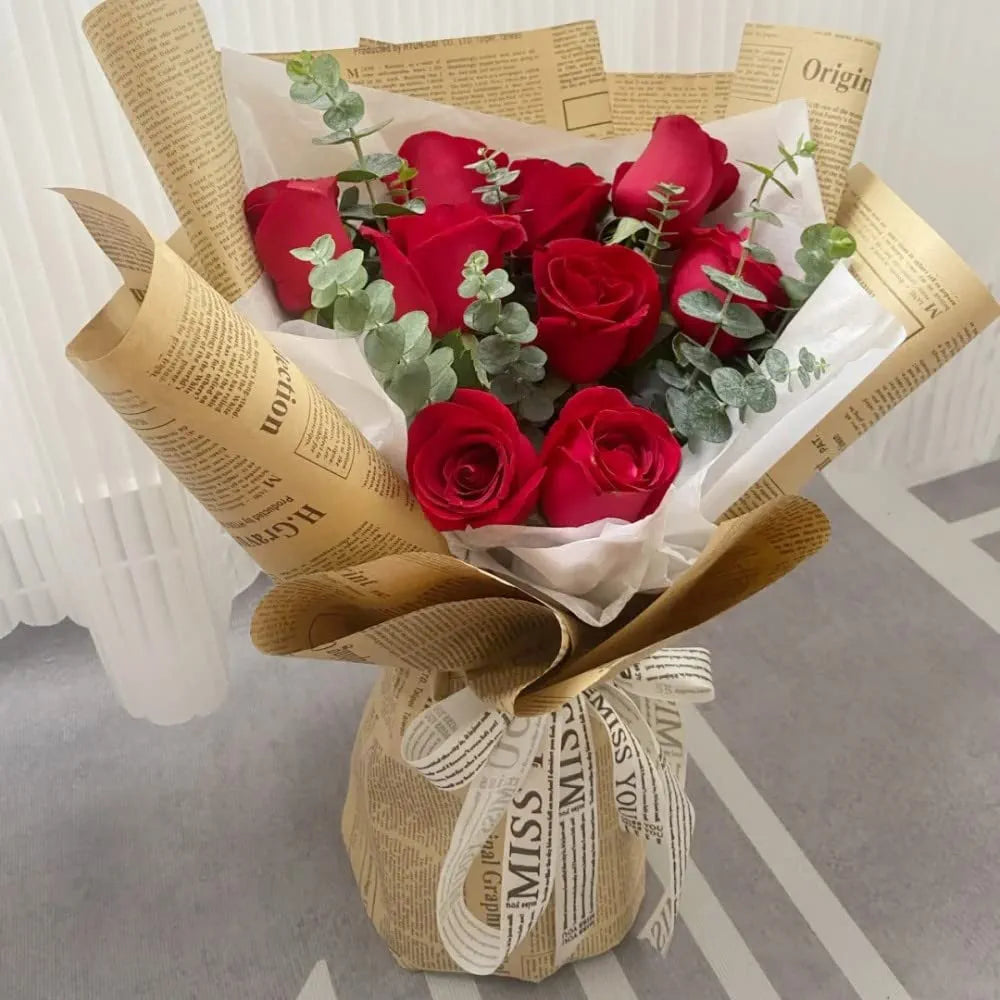 Newspaper Flower Wrapping Paper Pack Of 5 Size - 22x21.5 inch