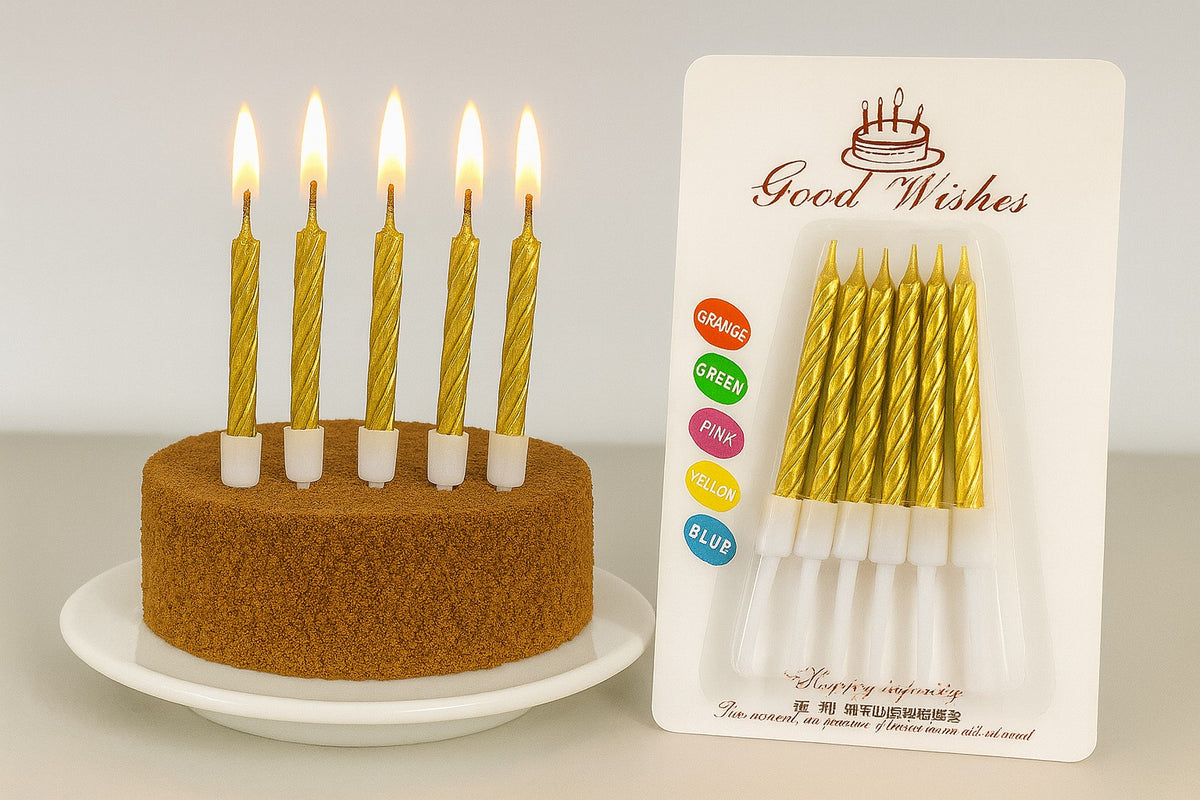 Golden Small Spiral Birthday Candle Pack of 10