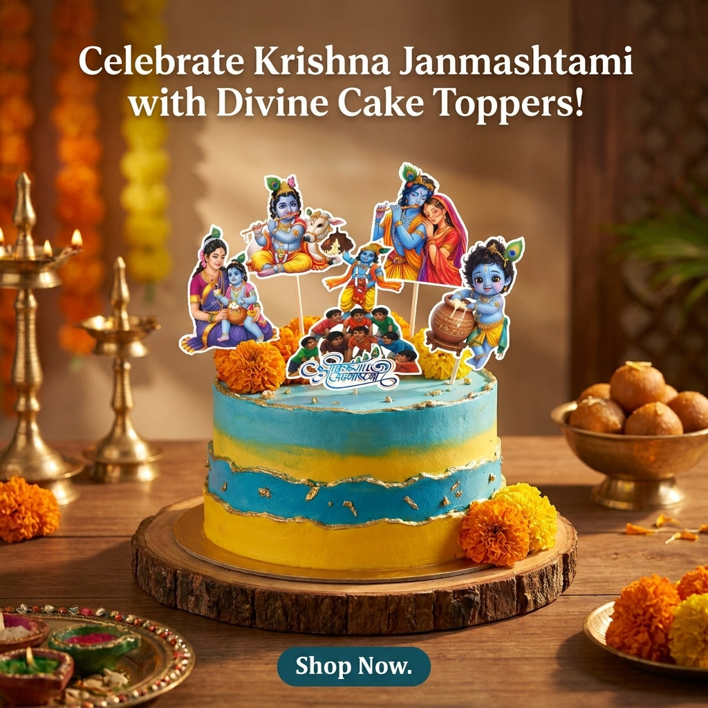 Lord Krishna Theme Cake Topper Set for Janmashtami Celebrations