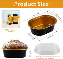 Aluminium foil Mini cupcake Pan with Lids Pack Of 10 size - Size: 3x2.2 Inch