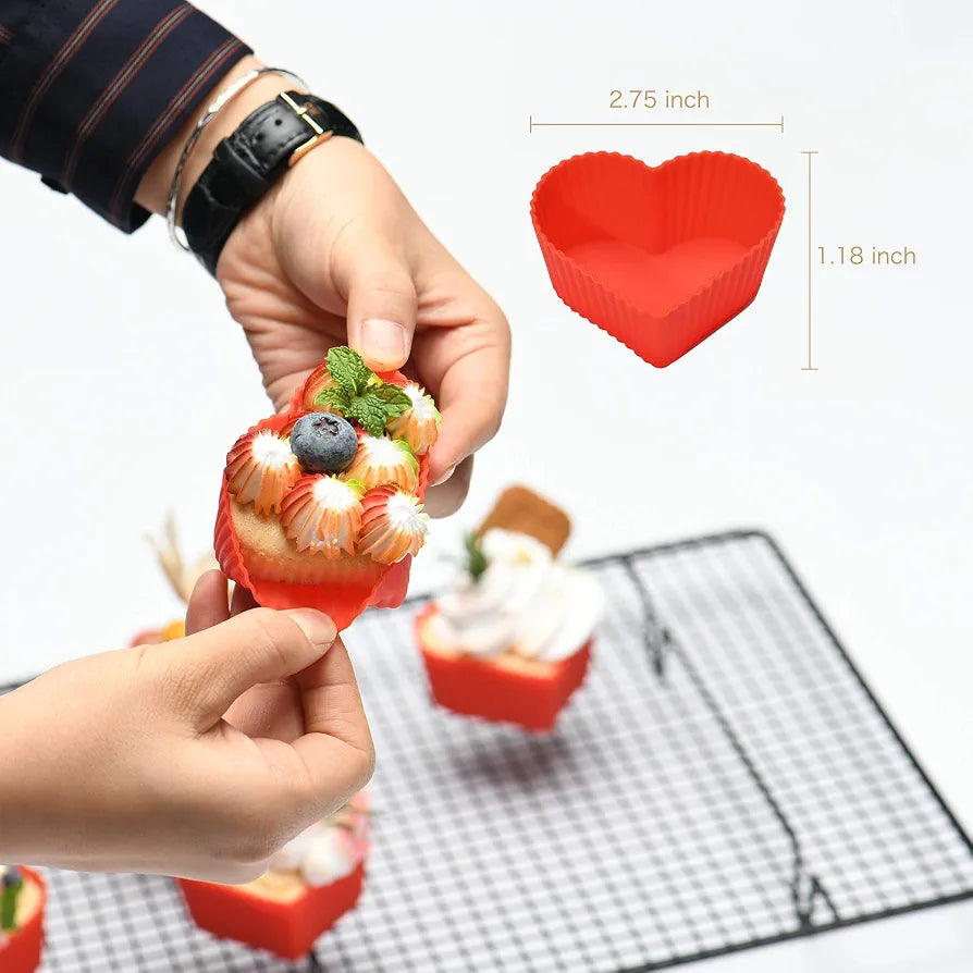 Heart Silicone Muffin Mould 1 Pc (Random Colour)