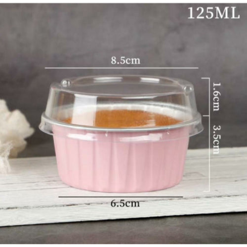 Aluminum Foil Round Desserts Cupcake Pans with Lid Pack of 10  size-2.5/1.5