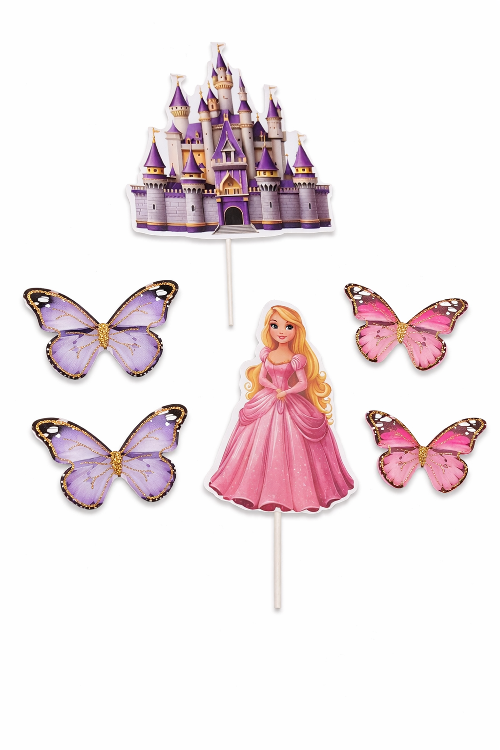 Princess Castle & Doll Cake Topper Set (Random Butterfly)