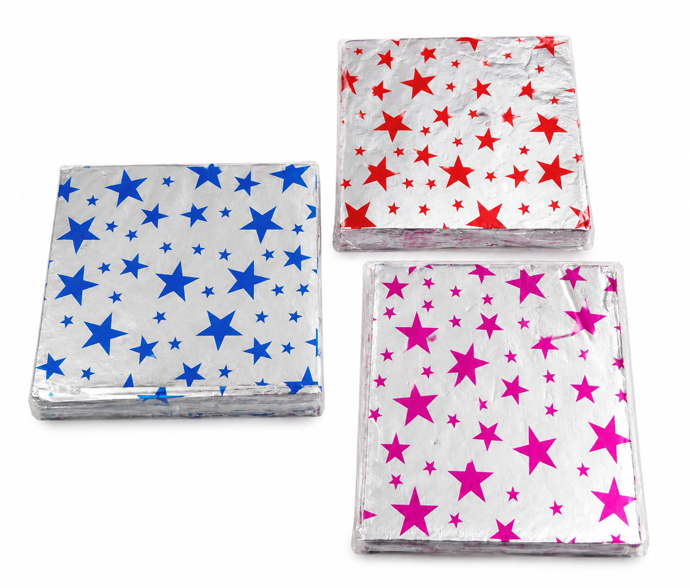 Star Print Chocolate Wrappers Approx 200 Size - 3.5x3.5 inch (Random Colour)