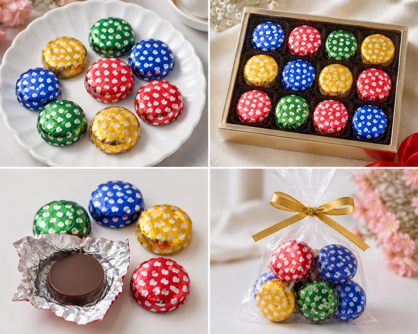 Heart Print Chocolate Wrappers Approx 200 Size - 3.5x3.5 inch (Random Colour)