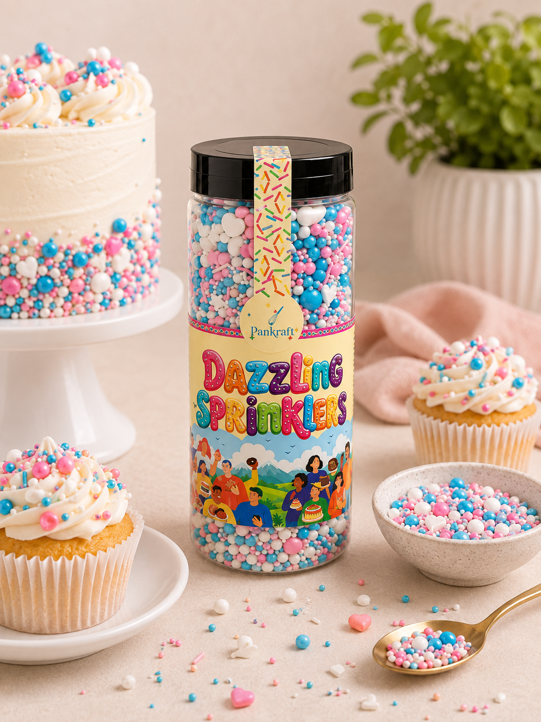 Pankraft Pink, Blue & White Mix Dazzling Sprinklers 750gm