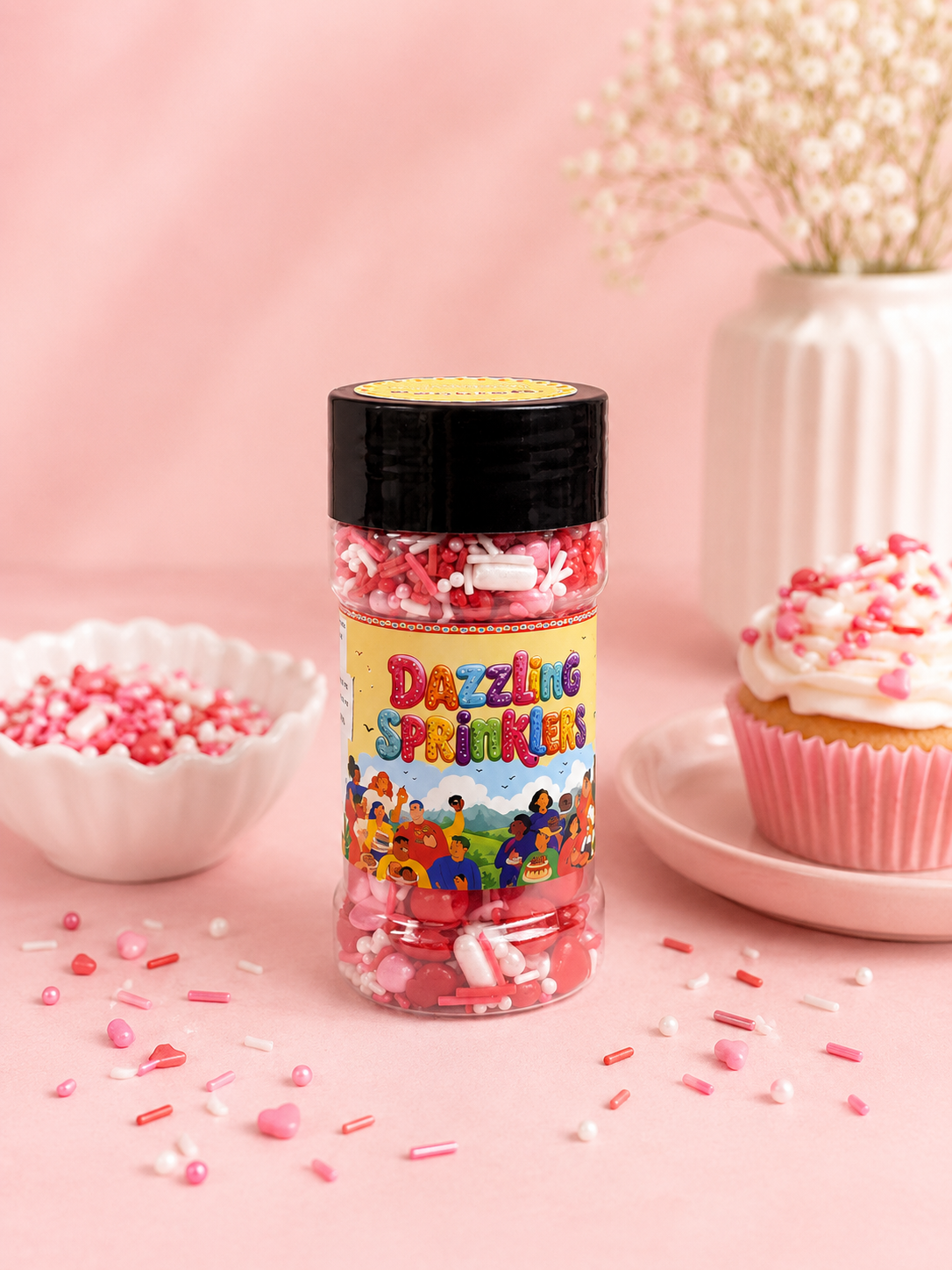 Pankraft Pink & white Mix Sprinkles Dazzling Sprinkler 100gm