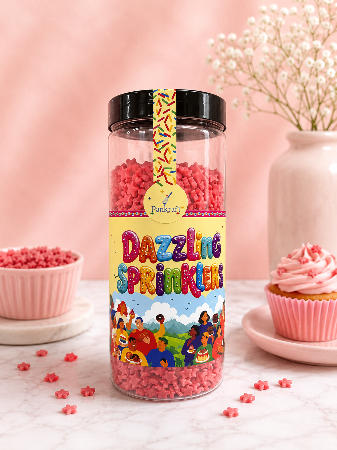 Pankraft red Star Dazzling Sprinkles 500gm