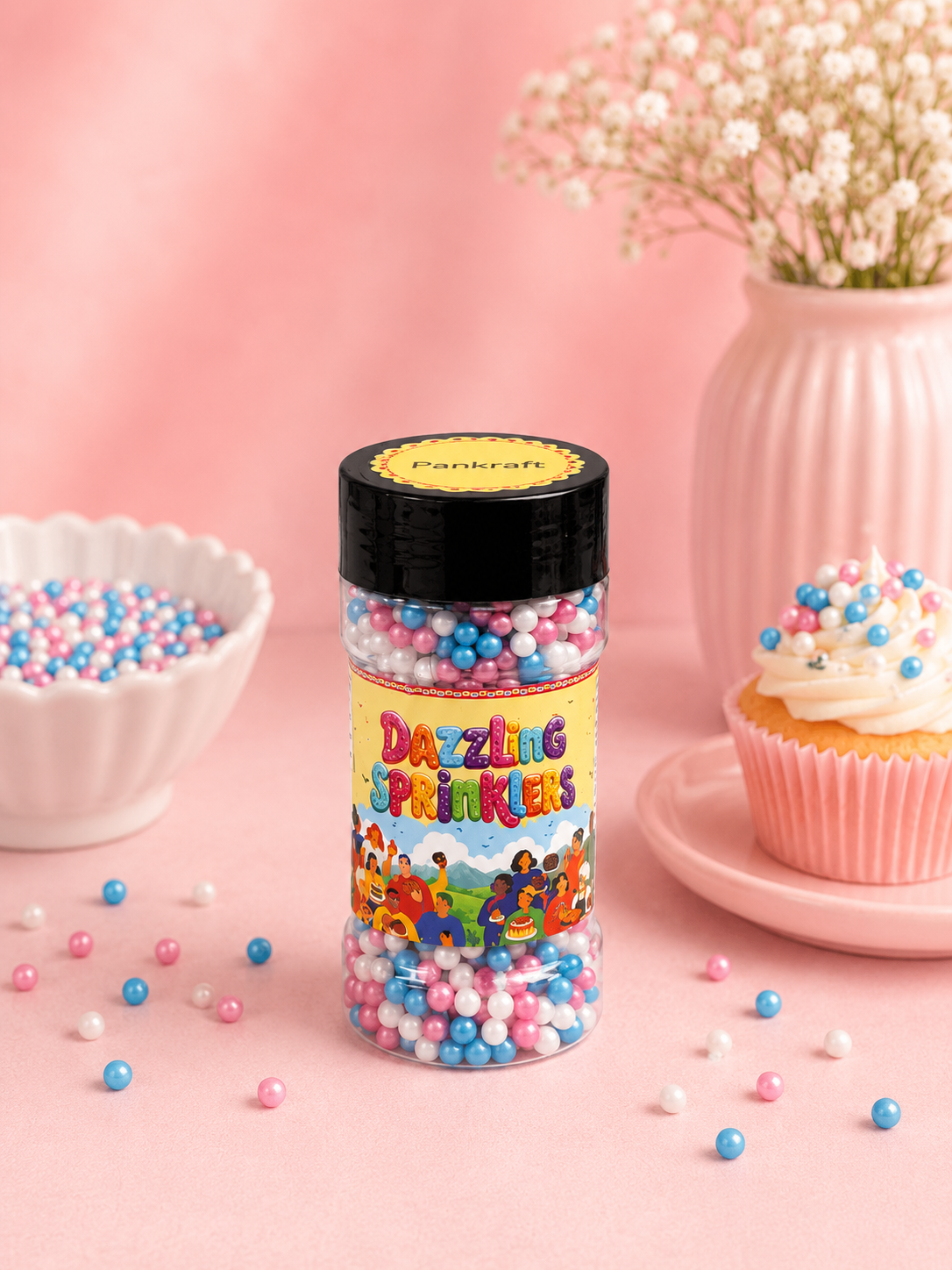 Pankraft Blue, Pink & White Mix Dazzling Sprinkles 100gm
