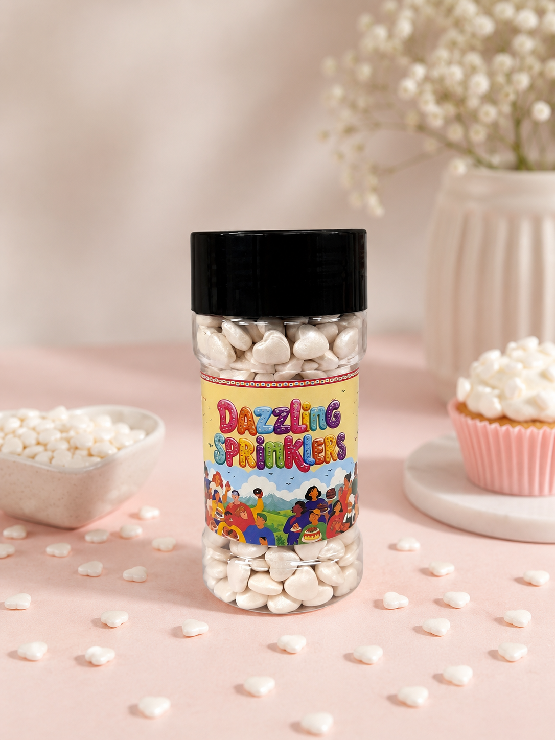 Pankraft White Heart Shape Dazzling Sprinkler 100gm