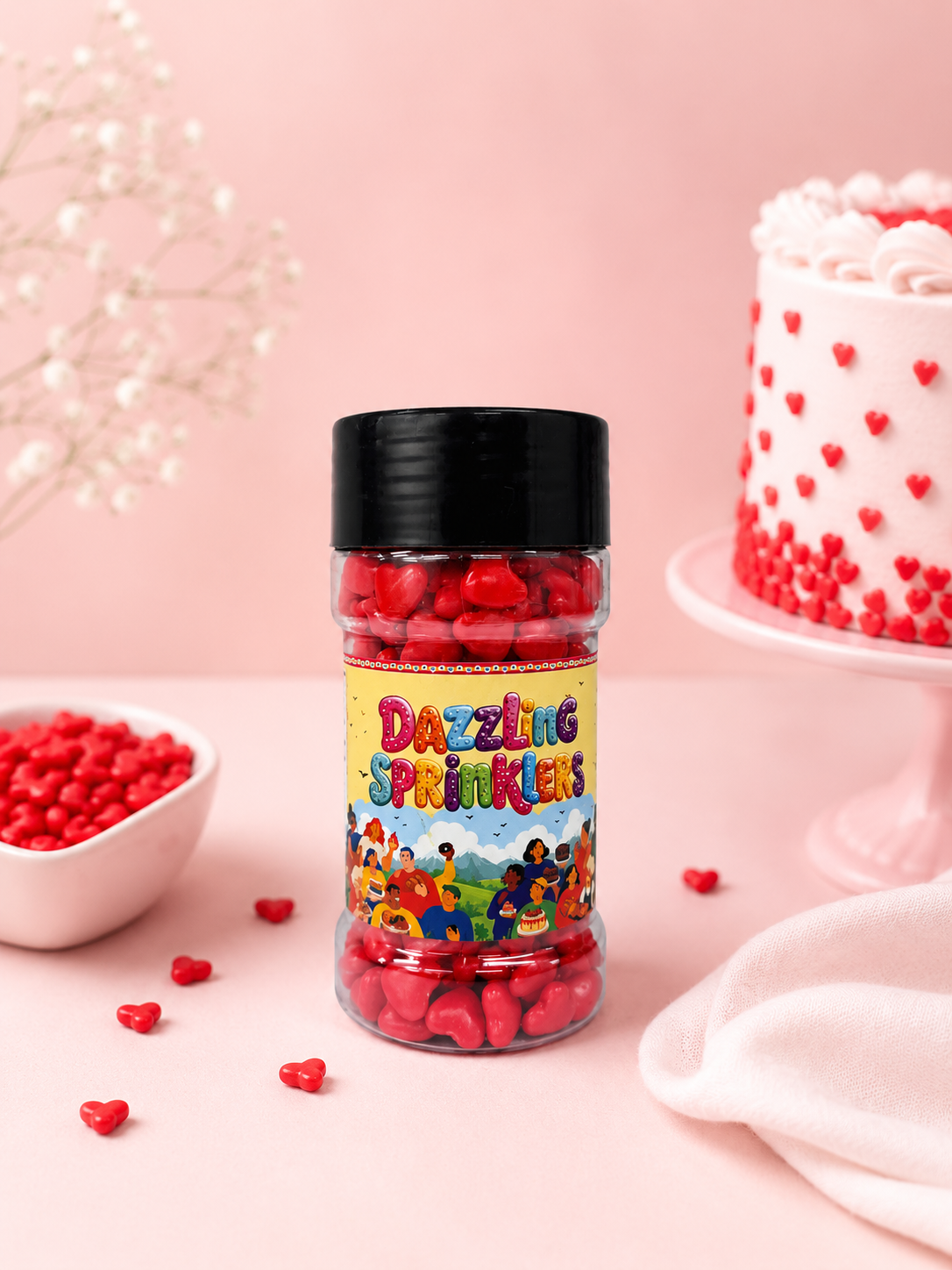 Pankraft Red Heart Shape Dazzling Sprinkler 100gm