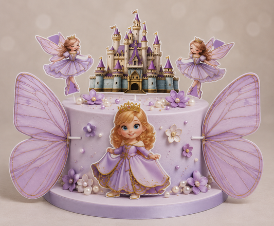 Princess Fairy Castle Cake Topper Set with Butterfly Wings