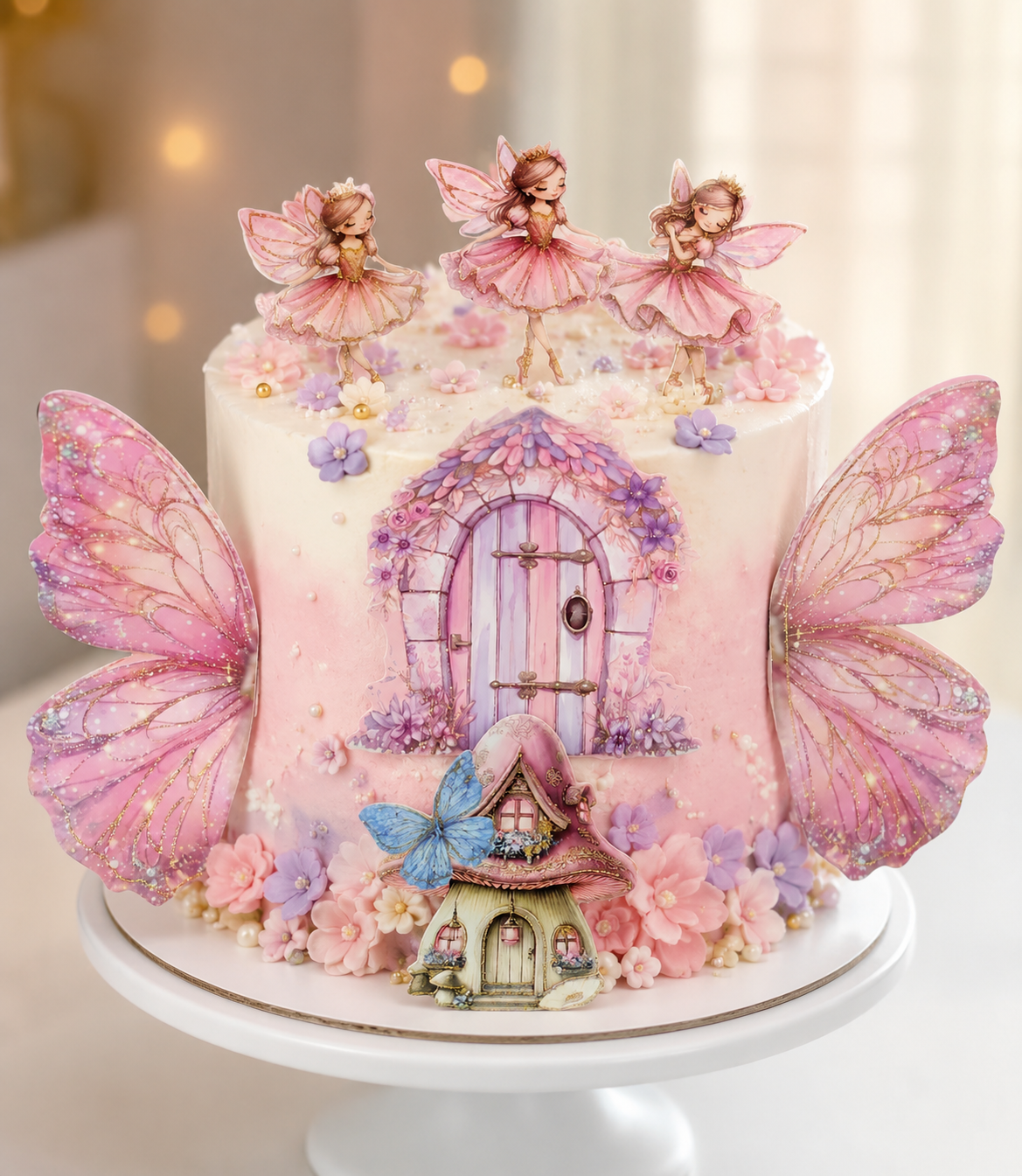 Pink Fairy Wings Cake Topper