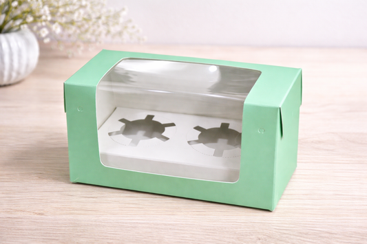 2 cavity cupcake box mint (size - 6*3.25*3.75)