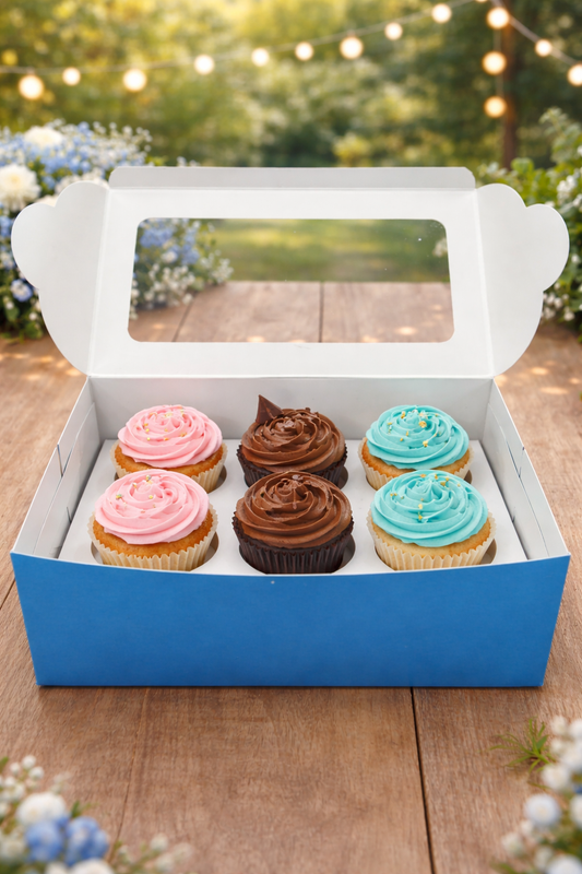 6 cavity  cupcake box blue (size - 10*6*4)