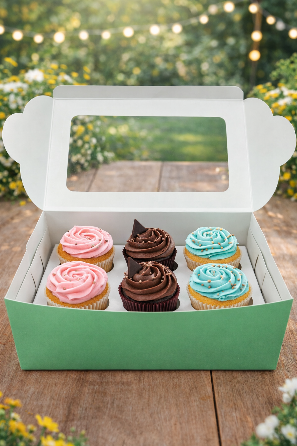 6 cavity cupcake box mint Pack of 10 (size - 10*6*4)