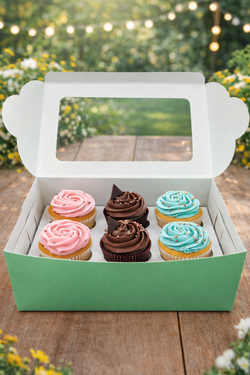 6 cavity cupcake box mint Pack of 10 (size - 10*6*4)