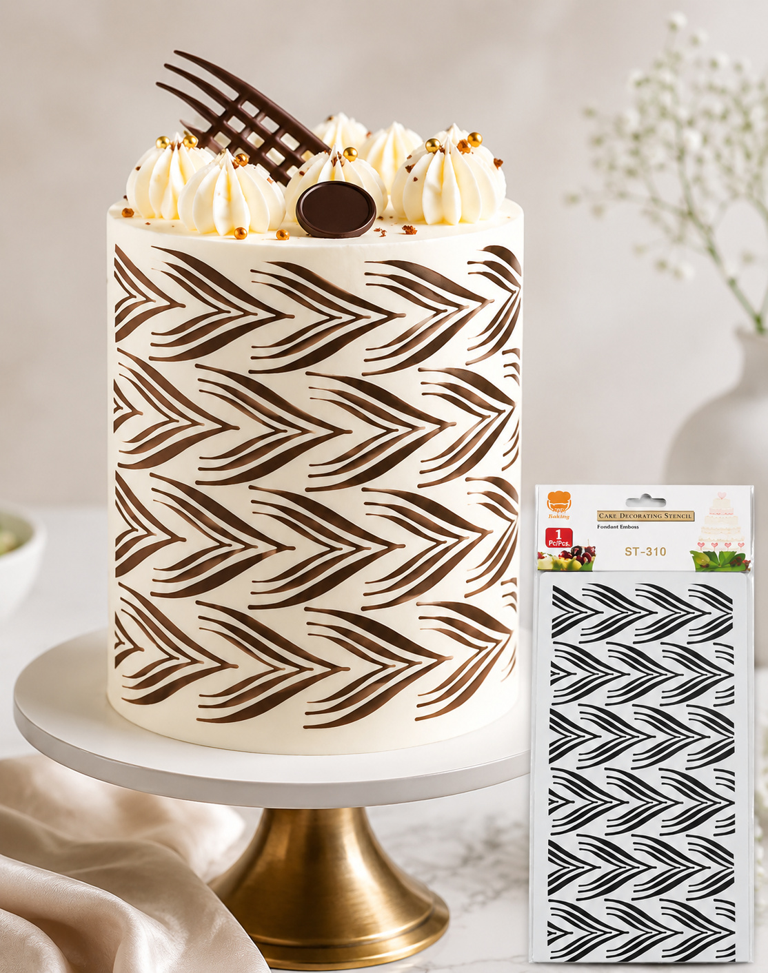 Leaf Chevron Decorating Stencil