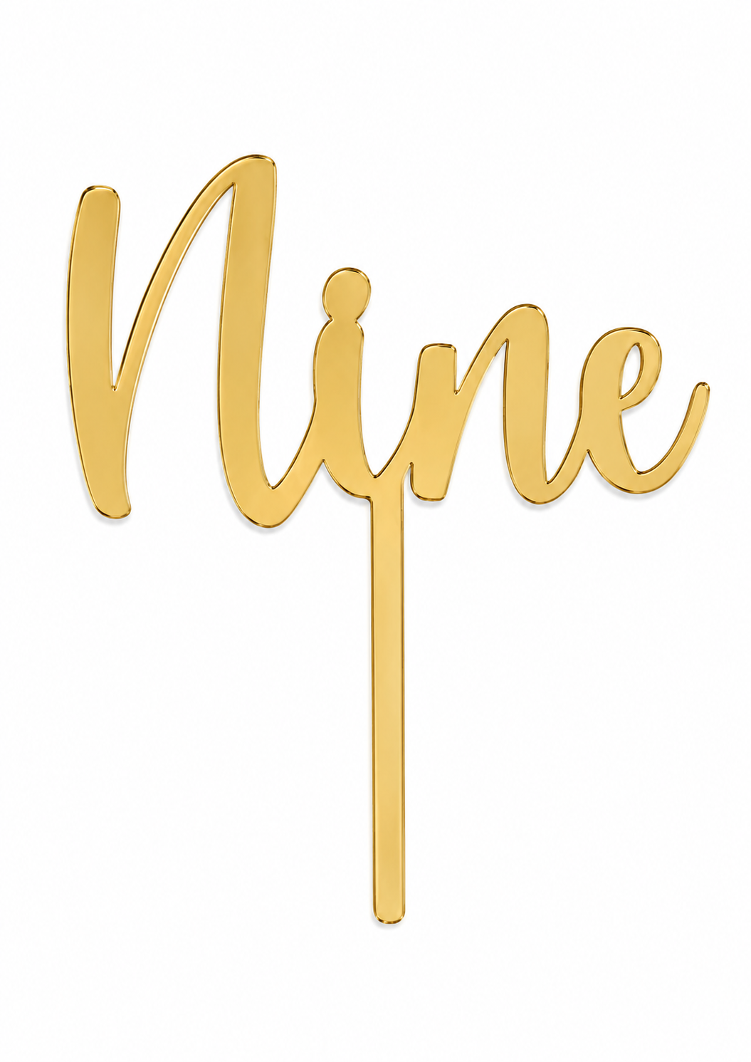Nine Mirror Gold Acrylic Cake Topper 5 inch
