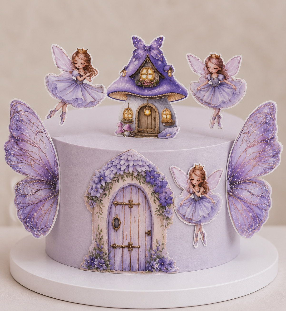 Lavender Fairy Wings Cake Topper