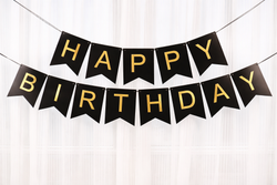 Black Happy Birthday Banner