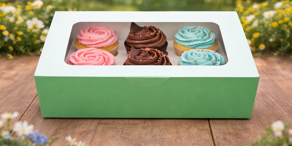 6 cavity cupcake box mint Pack of 10 (size - 10*6*4)