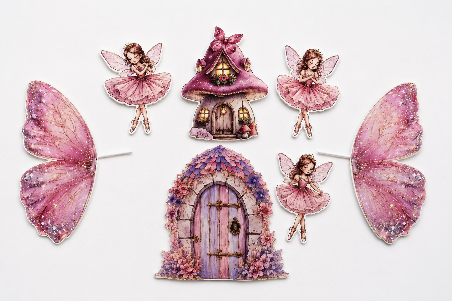Pink Fairy Wings Cake Topper