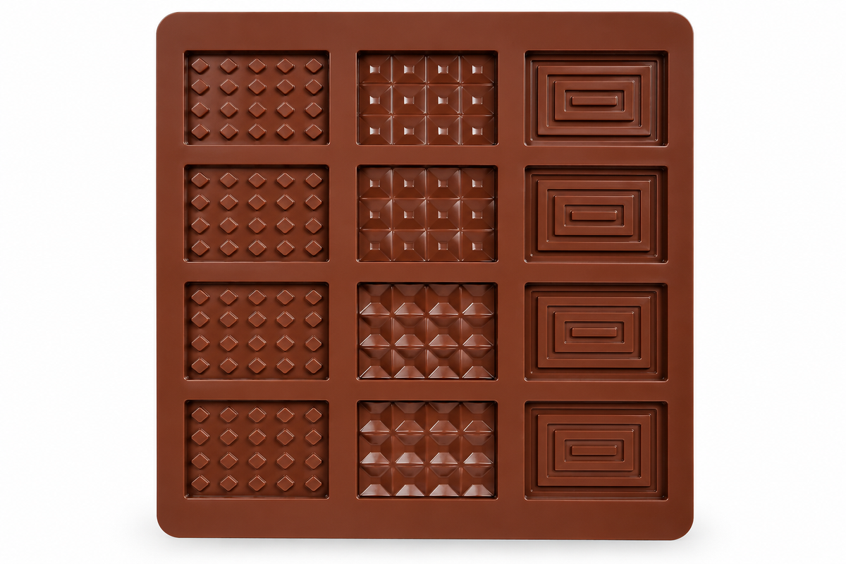 12 Cavity Multi Design , Little Chocolate Tray,  Chocolate Bar Silicone Mould