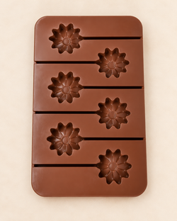 Flower Shape Silicone Chocolate Lollipop Mould with Stick Slots