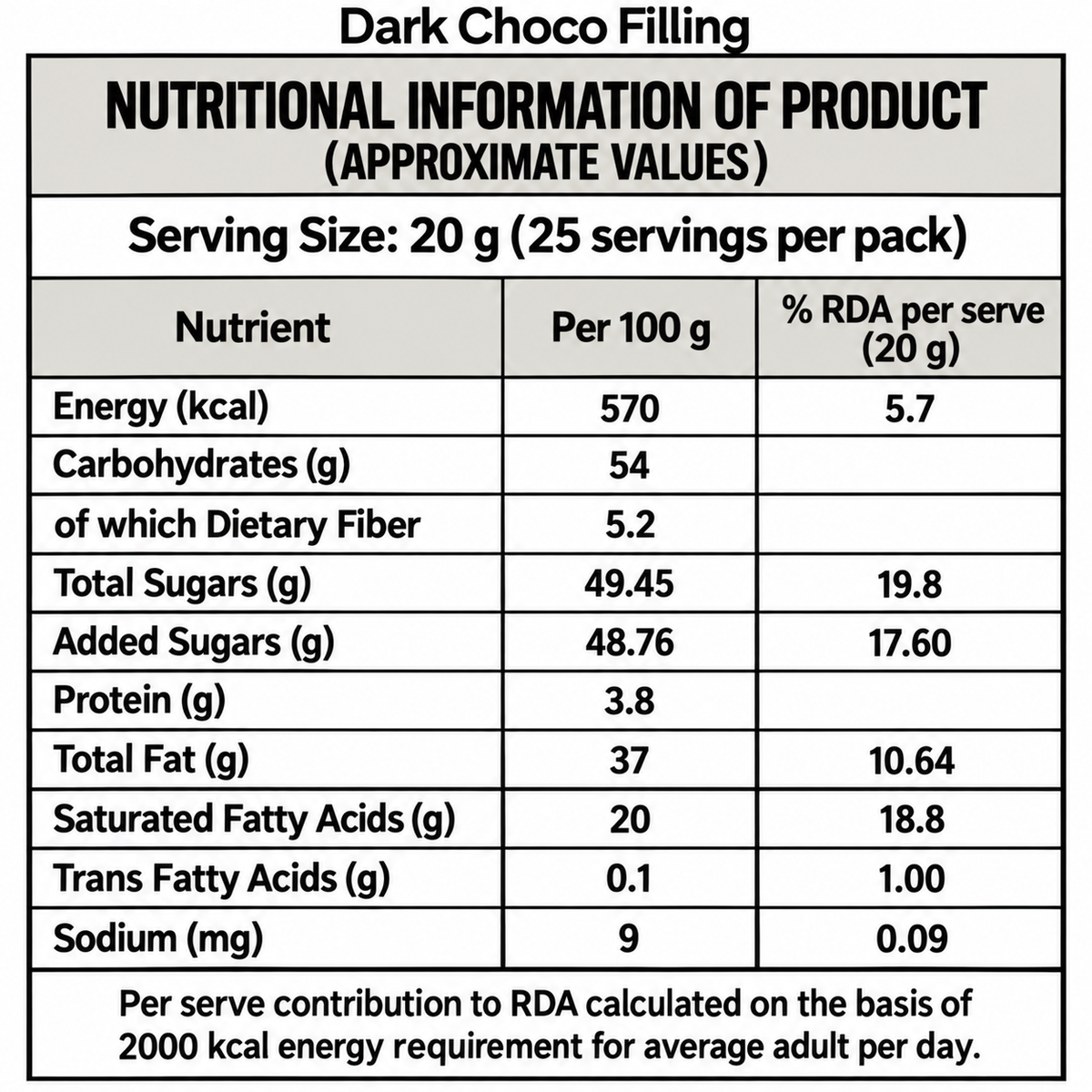 BYOND Dark Choco Filling  500gm