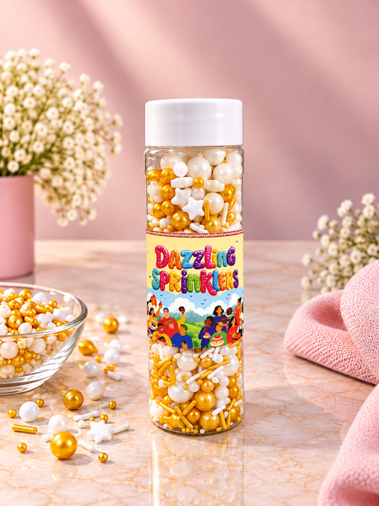 Pankraft  White & Golden Star Mixed Pearl Dazzling Sprinkler 100 gm